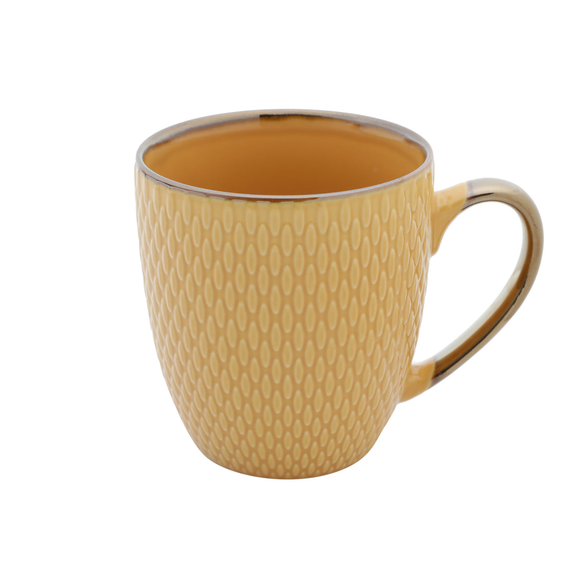 Caneca Porcelana Amarelo Drops com Detalhe Metalizado - 400ml