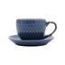 Conjunto 4 Xícaras de Café Com Pires Porcelana Azul Drops com Detalhe Metalizado - 90ml