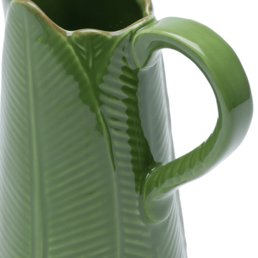 Jarro de Cerâmica Leaf Folha de Banana Verde 17,5cm