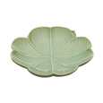 Prato Decorativo Travessa de Cerâmica Banana Leaf Folha Trevo Verde 27cm