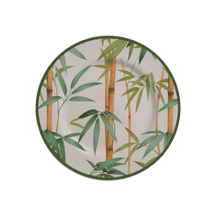 Prato de Sobremesa Estampa Bambu em Cerâmica Acetinado 19,5 cm