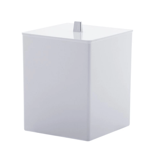 Lixeira Branca Com Pegador Cromado Linha Quadratta Off White - 7 litros