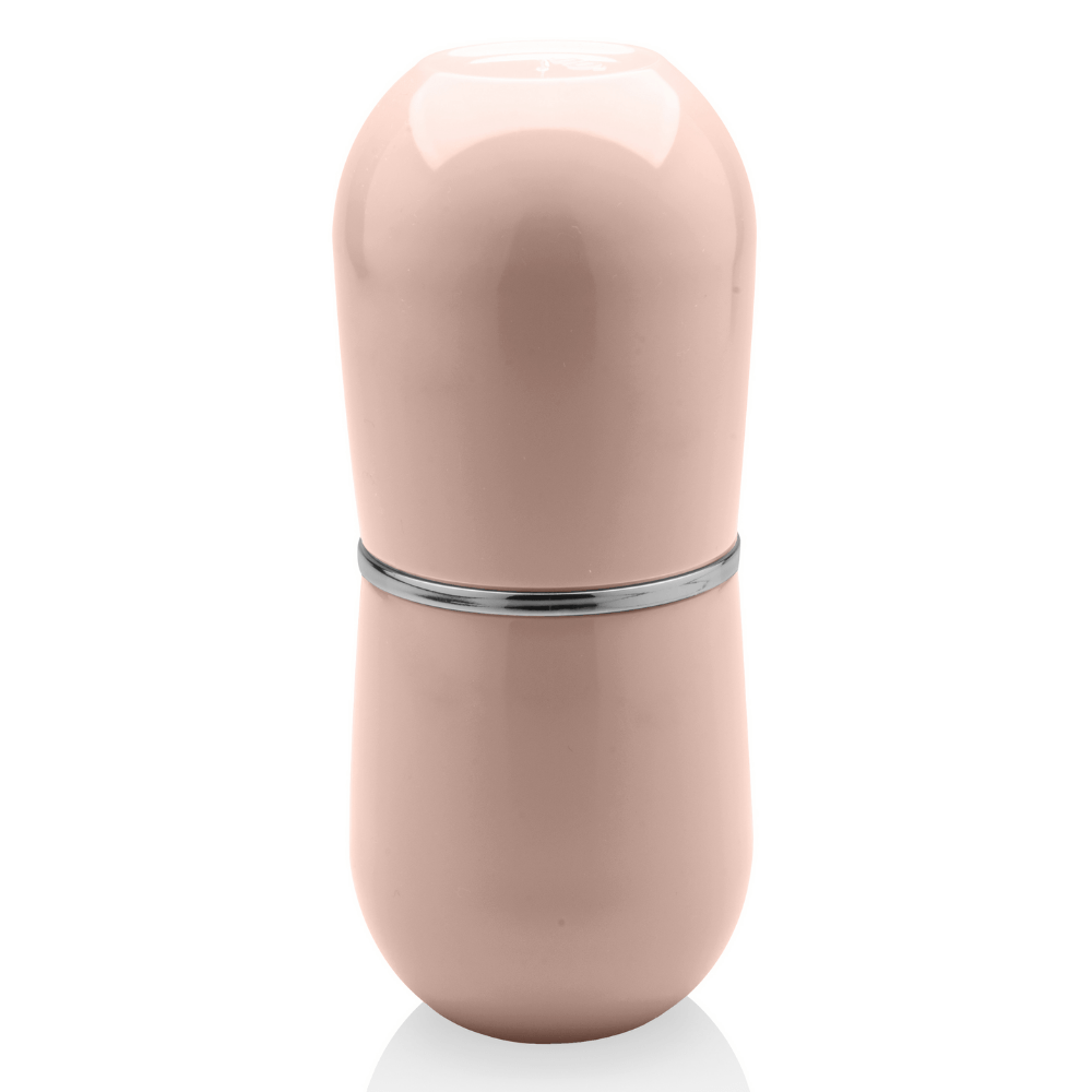 Porta Escova New Belly Rosa Nude e Cromado - 20 cm