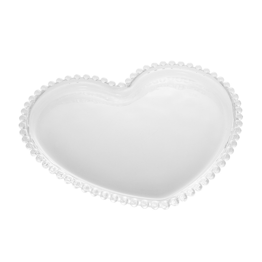 Prato de Cristal Coração Pearl Bolinha - 25 cm