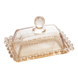 Manteigueira Cristal Pearl Bolinha Âmbar - 14 cm