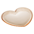 Prato Cristal Coração Pearl Bolinha Âmbar - 30 cm