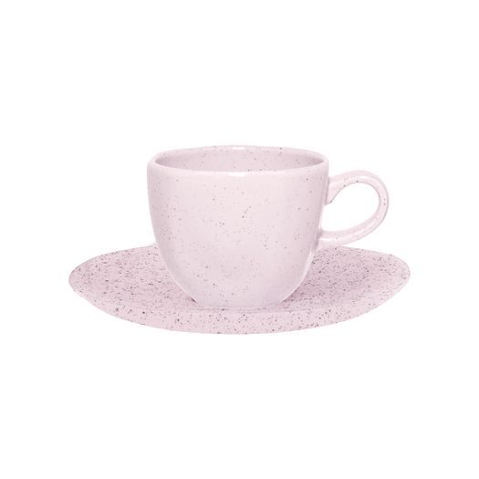 Xícara de Chá Porcelana com Pires Rosa Pink Sand - 220 ml