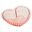 Saladeira de Cristal Coração Pearl Bolinha Rosa - 21 cm