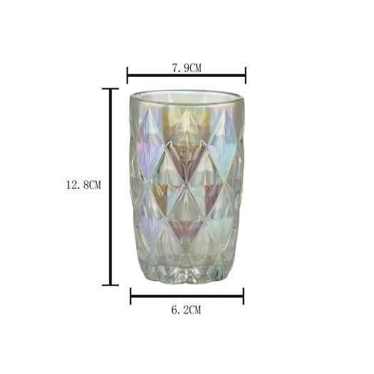 Copo Alto de Vidro Sodo-cálcico Diamond Rainbow Furta-cor - 350ml