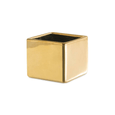 Vaso Cachepot Quadrado Porta-Velas Em Cerâmica Dourado - 6 x 7 cm