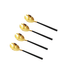 Jogo de Colheres de Sobremesa Preto e Dourado 14,5 cm - 4 Peças