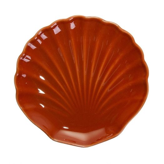 Prato Multiuso Sobremesa Cerâmica Ocean Concha Páprica - 19,5 cm