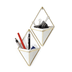 Vaso Decorativo Cachepot de Parede Triangular Branco com Cromado Umbra - 2 Peças