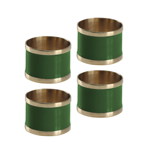 Conjunto de Anéis para Guardanapo Verde e Dourado -  5 x 5 cm