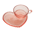 Xícara de Chá com Prato de Coração Pearl Bolinha Rosa - 180ml