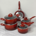 Jogo de Panelas 5 peças Com Revestimento Vitro-Cerâmico Degradê Vermelho Ceramic Magnólia