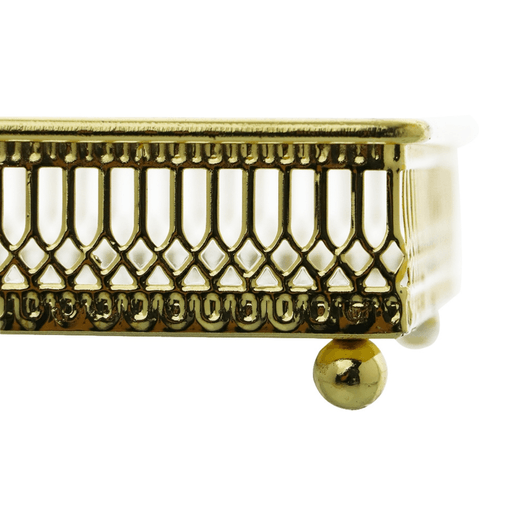 Bandeja Retangular com Espelho em Ferro Dourado - 25cm