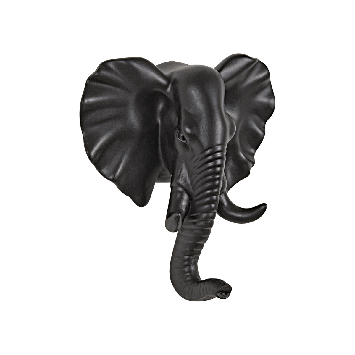 Gancho de Parede Elefante em Resina Preto - 10,5 cm