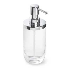 Dispenser Porta Sabonete Líquido Junip Transparente com Cromado - 380 ml