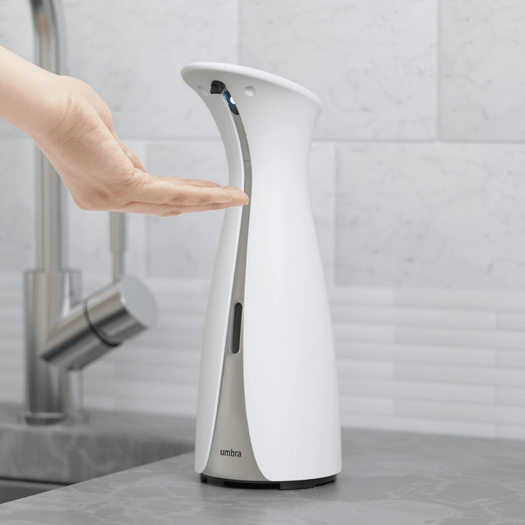 Dispenser Porta Detergente Automático com Sensor Branco e Cinza Otto - 250ml