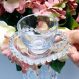 Xícara de Café com Pires de Cristal de Chumbo Borda Coração 80ml