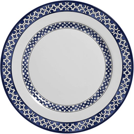 Prato Raso Capri Azul e Branco Cerâmica 28,5cm