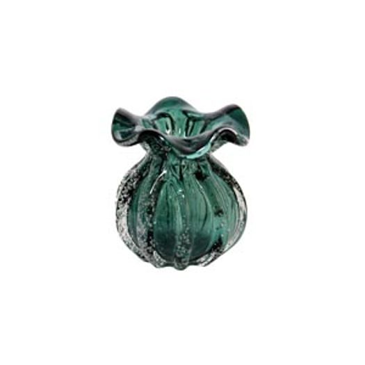 Vaso Murano Trouxinha de Vidro Italy Verde Esmeralda 11 cm