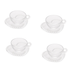 Jogo 4 Xícaras Chá Cristal de Chumbo Com Pires Coração Pearl 180ml