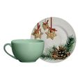 Xícara de Chá com Pires Natal Gingerbread Cerâmica 200ml