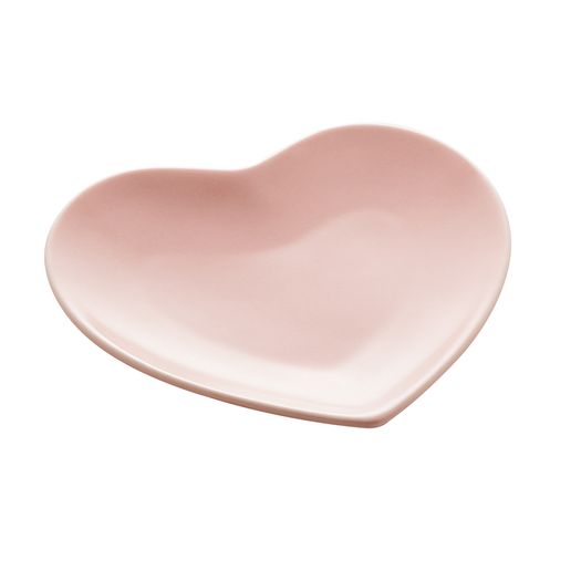 Travessa Coração Decorativo de Cerâmica Heart Rosa 27cm