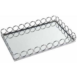 Bandeja de Metal Argola Espelhada Prata 36 Cm