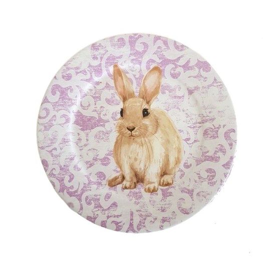 Prato para Bolo Sweet Easter Pascoa Branco e Roxo 27cm