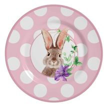 Prato de Sobremesa Páscoa Coelha Amy Poa Rosa 19,5cm Alleanza 11571031