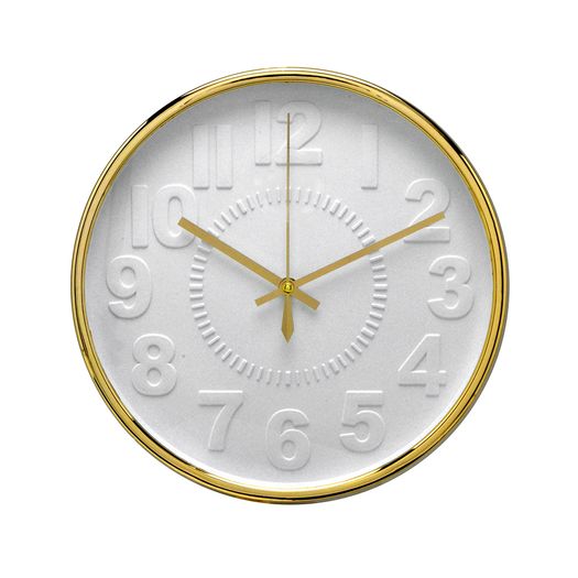 Relógio de Parede Branco e Dourado 30cm