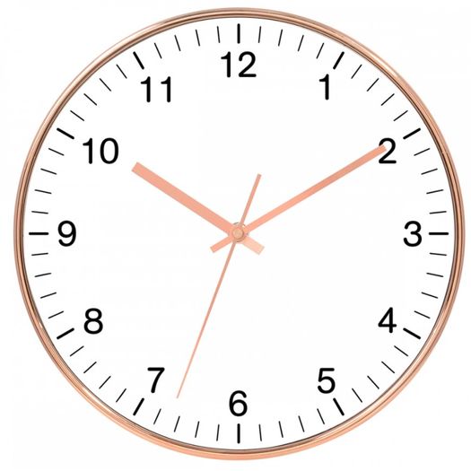 Relógio de Parede Branco e Rose Gold 30cm