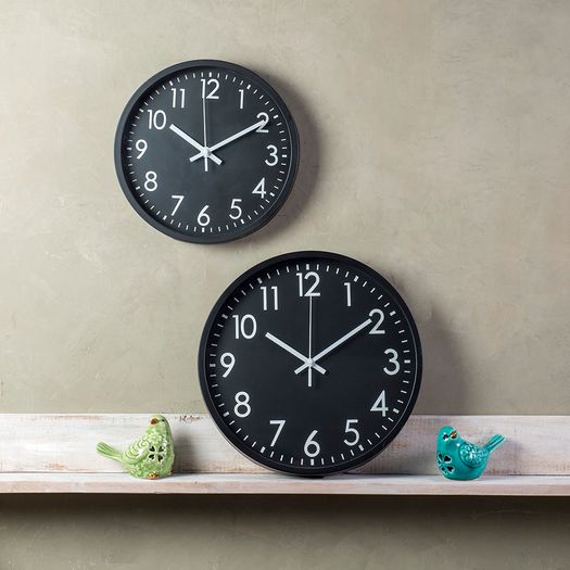 BLACK Relógio de parede preto D 3,6 cm - Ø 30 cm