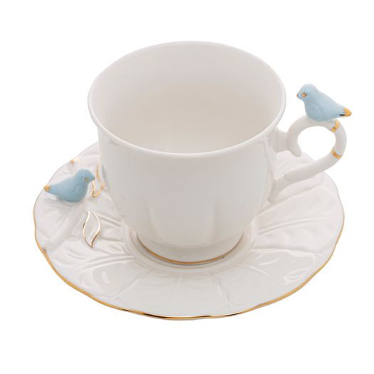 Jogo 4 Xicaras para Chá em Porcelana Birds Branca 200ml