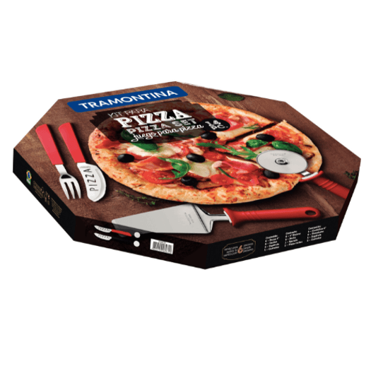 Kit para Pizza em Aço Inox Preto 14 Peças Tramontina