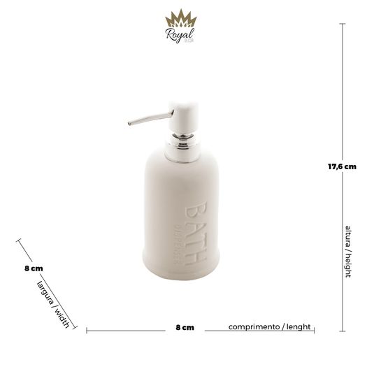 Dispenser Porta Sabonete Líquido de Cerâmica Bath Branco 350ml