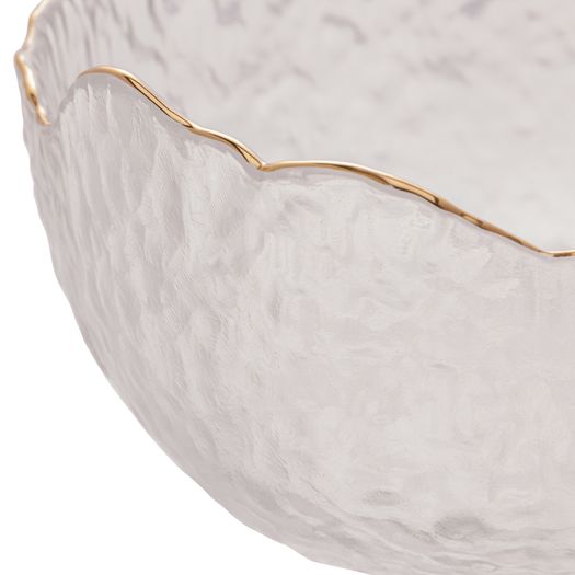 Bowl Cristal de Chumbo Martelado com Borda Dourado Taj 19cm