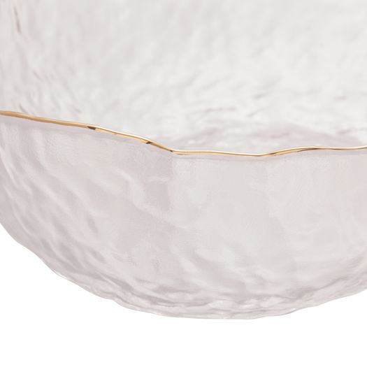 Bowl Cristal de Chumbo Martelado com Borda Dourada Taj 16,5cm
