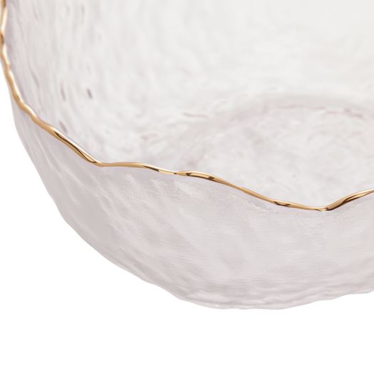 Bowl Cristal de Chumbo Martelado com Borda de Dourada Taj 13cm