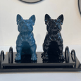 Escultura Cachorro Bulldog em Poliresina Azul 24cm