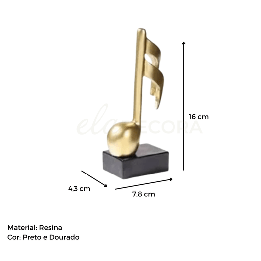 Nota Musical Decorativa Dourada 16cm