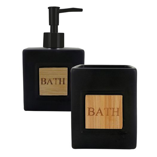 Jogo de Banheiro Bath Preto 2 Peças