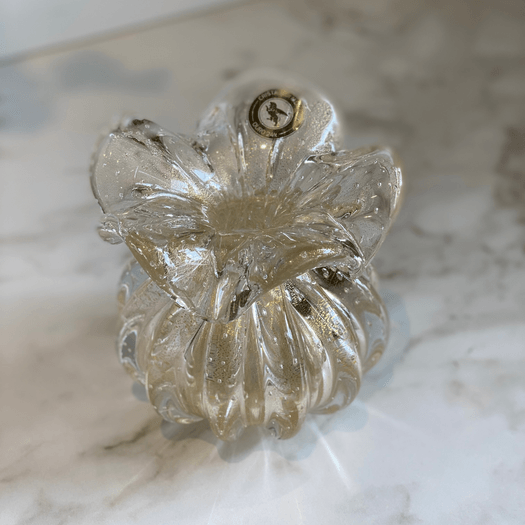Vaso Murano em Cristal com Ouro Transparente 12cm G