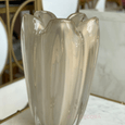 Vaso Murano em Cristal com Pó de Ouro Cinza 33cm