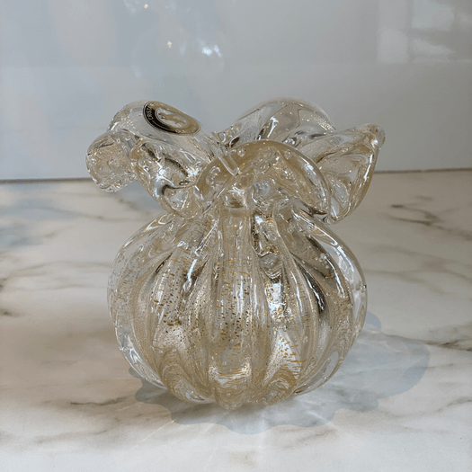 Vaso Murano em Cristal com Pó de Ouro Transparente 10,5cm P