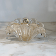 Centro de Mesa em Cristal com Pó de Ouro Transparente 19cm