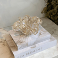 Centro de Mesa em Cristal com Pó de Ouro Transparente 23cm